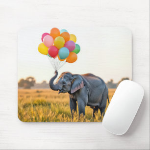 Olifant met een ballonboeket muismat