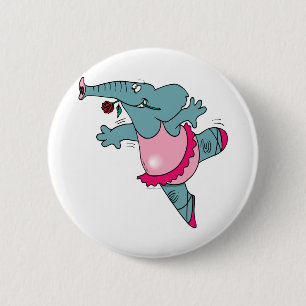 olifant met een schattige ballet ballerina in tutu ronde button 5,7 cm