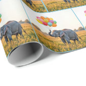 Olifant met een verjaardagsballon boeket cadeaupapier (Rol Hoek)