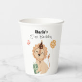 Olifant met feest pet, verjaardag papieren bekers (Achterkant)