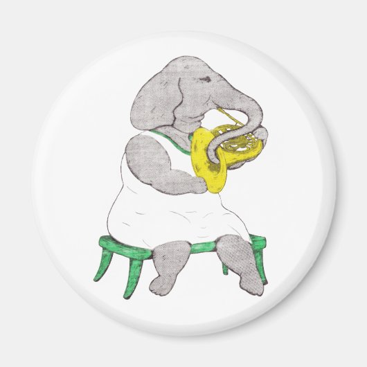Olifant met Franse hoorn Magneet (Voorkant)