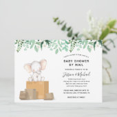 Olifant met groen Baby shower per post Kaart (Staand voorkant)