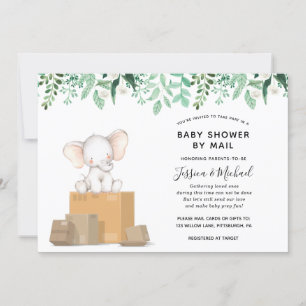 Olifant met groen Baby shower per post Kaart