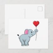 Olifant met Hart Ballon Briefkaart (Voorkant / Achterkant)