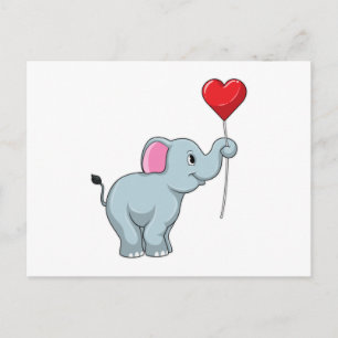 Olifant met Hart Ballon Briefkaart