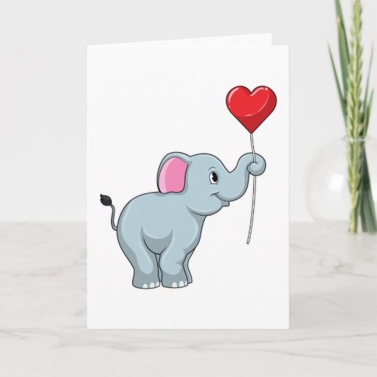 Olifant met Hart Ballon Kaart (Voorkant)