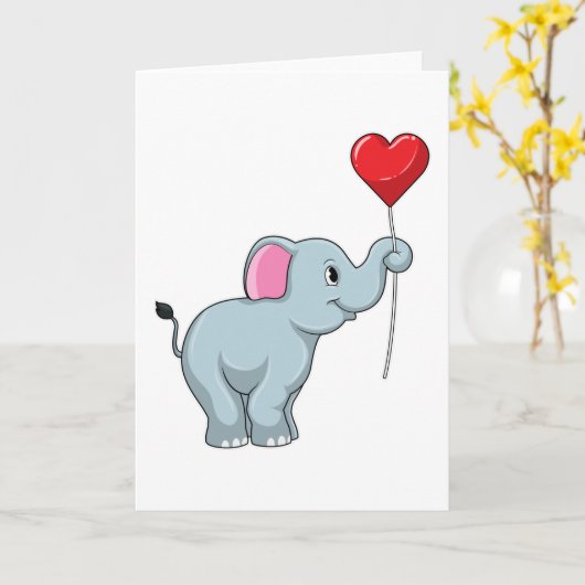 Olifant met Hart Ballon Kaart (Gele Bloem)