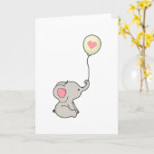 Olifant met hart in Ballon Kaart (Gele Bloem)