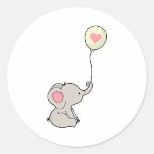 Olifant met hart in Ballon Ronde Sticker
