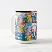 Olifant met het grote boek Two-Tone Coffee Mok (Voorkant links)