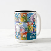 Olifant met het grote boek Two-Tone Coffee Mok (Voorkant rechts)