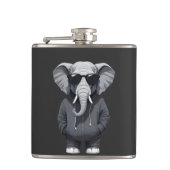 Olifant met hoodie Funny Cool Animal Vector Heupfles (Voorkant)