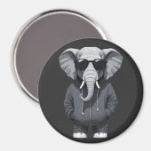 Olifant met hoodie Funny Cool Animal Vector Magneet (Voorkant / Achterkant)