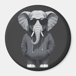Olifant met hoodie Funny Cool Animal Vector Magneet