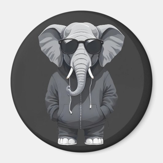 Olifant met hoodie Funny Cool Animal Vector Magneet (Voorkant)