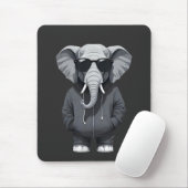 Olifant met hoodie Funny Cool Animal Vector Muismat (Met muis)