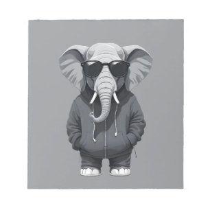 Olifant met hoodie Funny Cool Animal Vector Notitieblok