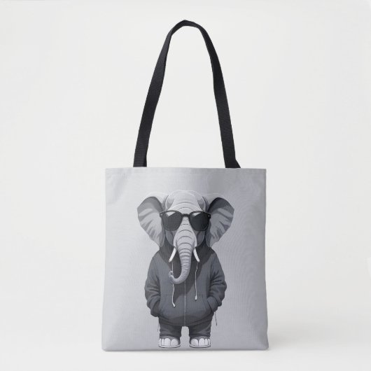 Olifant met hoodie Funny Cool Animal Vector Tote Bag (Voorkant)