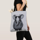 Olifant met hoodie Funny Cool Animal Vector Tote Bag (Dichtbij)