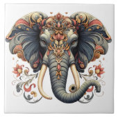 Olifant met ingewikkelde florale design tegeltje (Voorkant)
