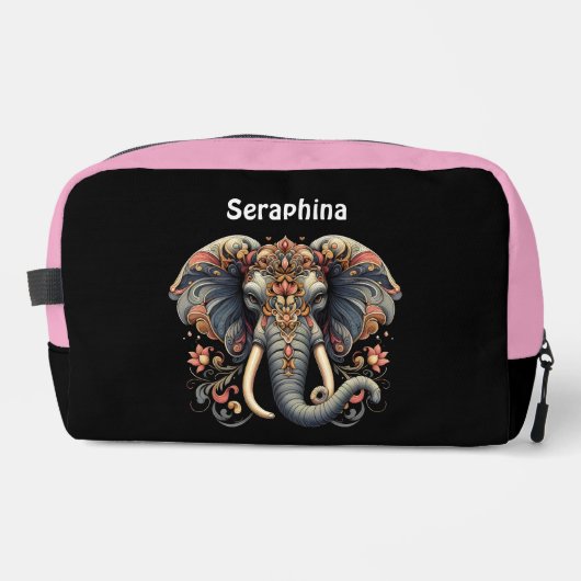 Olifant met ingewikkelde florale design toilettasje (Voorkant)