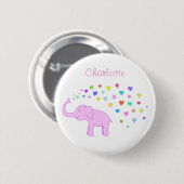 Olifant met kleurrijke harten ronde button 5,7 cm (Voorkant /achterkant)