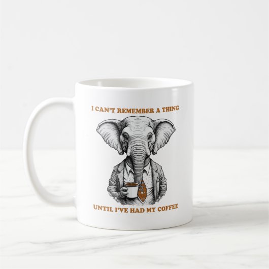 Olifant met koffie koffiemok (Links)