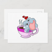 Olifant met koffiekopje briefkaart (Voorkant / Achterkant)
