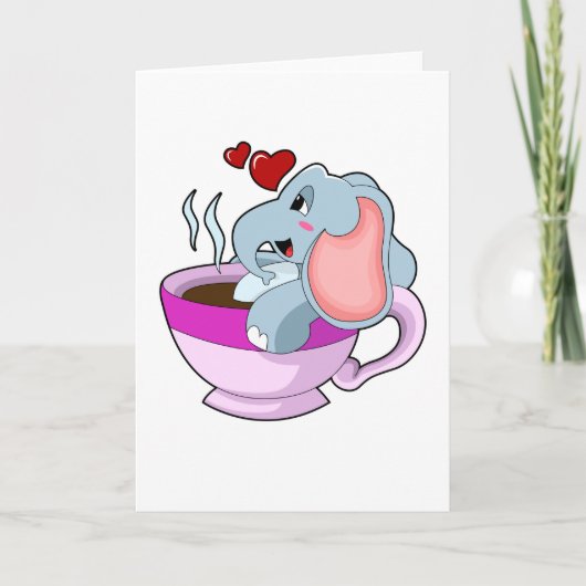 Olifant met koffiekopje kaart (Voorkant)