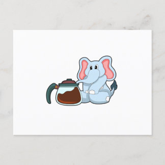 Olifant met koffiepot briefkaart