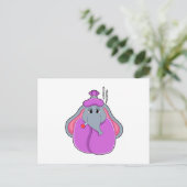 Olifant met koortsthermometer briefkaart (Staand voorkant)