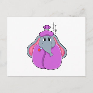 Olifant met koortsthermometer briefkaart