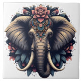 Olifant met levendige bloemenpatronen tegeltje (Voorkant)