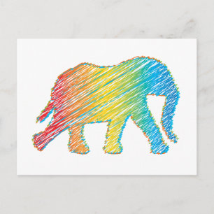 Olifant met lijnen briefkaart