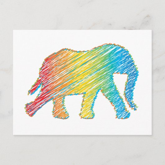 Olifant met lijnen briefkaart (Voorkant)