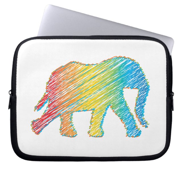 Olifant met lijnen laptop sleeve (Voorkant)