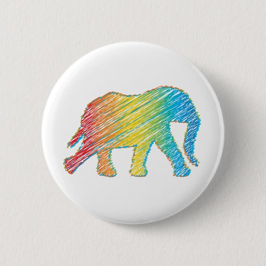 Olifant met lijnen ronde button 5,7 cm (Voorkant)