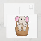 Olifant met mandje briefkaart (Voorkant / Achterkant)