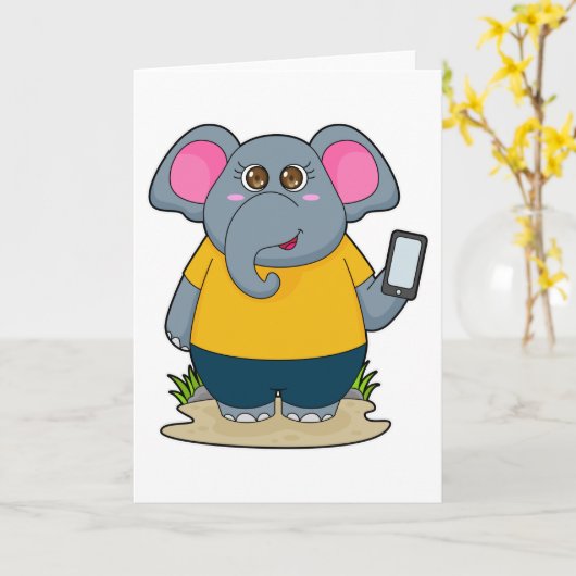 Olifant met mobiele telefoon kaart (Gele Bloem)