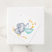 Olifant met Paraplu Schattige Neutraal Baby shower Bedankjes Labels (In situ)