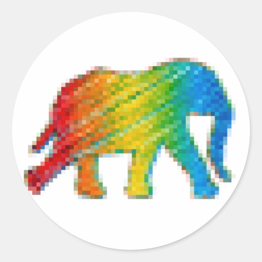 Olifant met Pixels Ronde Sticker (Voorkant)