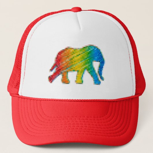 Olifant met Pixels Trucker Pet (Voorkant)