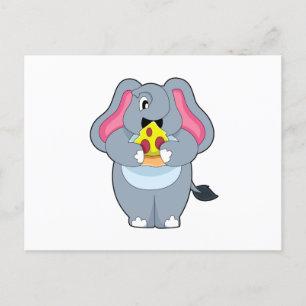 Olifant met Pizza Briefkaart