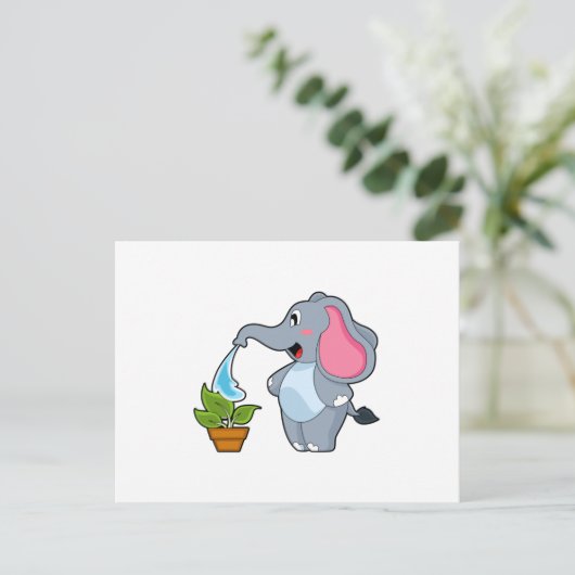 Olifant met Plant Briefkaart (Staand voorkant)