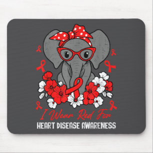 Olifant met rode lint Hartgezondheid Hart- en vaat Muismat