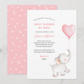 Olifant met roze ballon Baby shower per post Kaart (Voorkant / Achterkant)