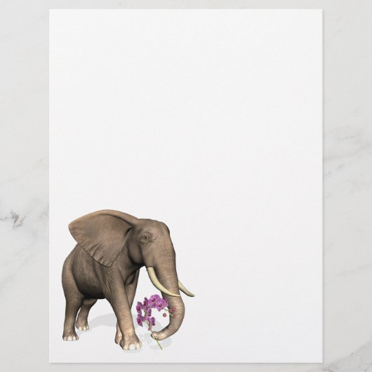 olifant met roze orchidee (Voorkant)