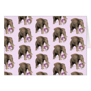 olifant met roze orchidee