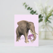 olifant met roze orchidee briefkaart (Staand voorkant)
