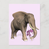 olifant met roze orchidee briefkaart (Voorkant)
